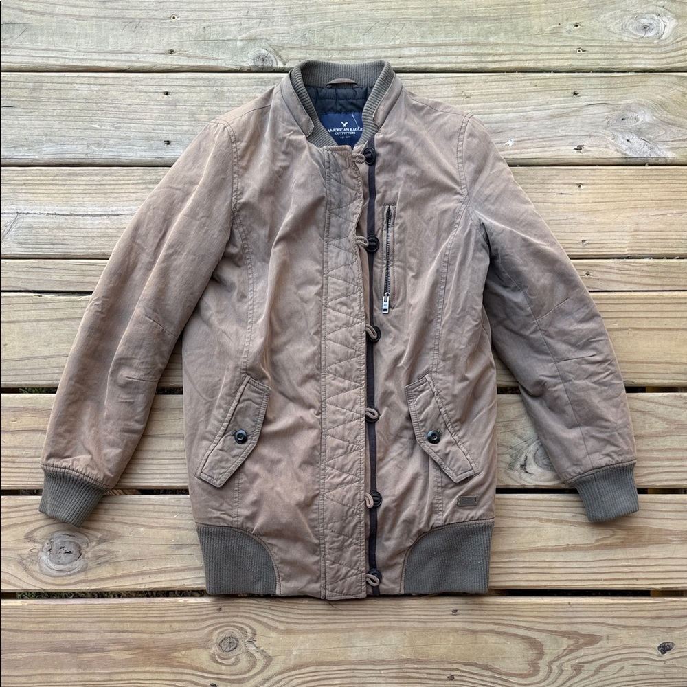 American Eagle Outfitters Men’s XS Puffer Bomber Brown Taupe Jacket Coat
